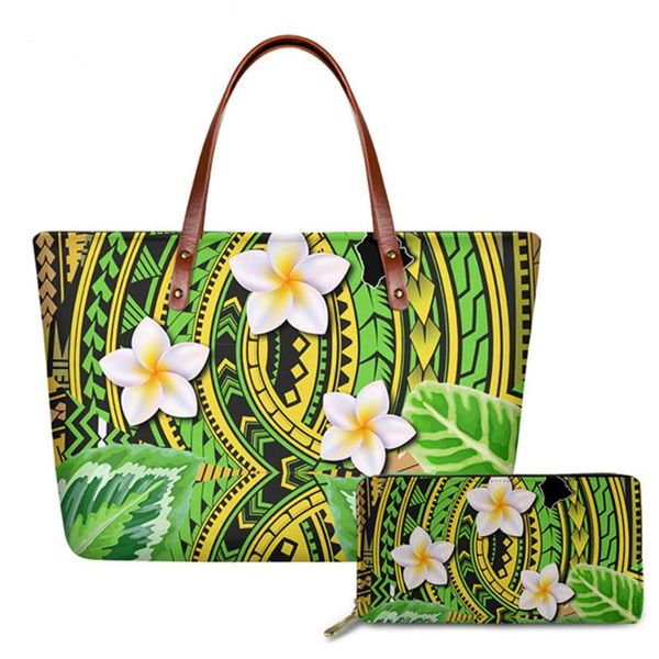 women handbag and wallet set hawaiian tropical flower polynesian pattern ladies shoulder bags 2021 trendy luxury bag duffel